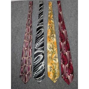 Lot Of 4 Jerry Garcia 100% Silk Neck‎ Ties Various Colors Abstract Grateful Dead
